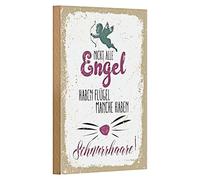 Targa in legno vintage | non tutti gli angeli hanno ali | decorazione per gli amanti dei gatti | 12 cm x 18 cm
