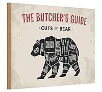 Targa in legno vintage | The Butcher's Guide | Cuts of Bear | Design retrò | 20 cm x 30 cm