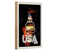 Targa in legno vintage | USA Burger | American Diner | Decorazione retrò | 12 cm x 18 cm