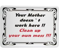 'Targa in metallo 15 x 21 cm "Your Mother Doesn' t Work Here... Spruch reklame Retro nostalgia MJ 102