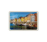 Targa in metallo, 18 x 12 cm, Copenaghen Danimarca, motivo: Città Vecchia sul porto - DekoNo7