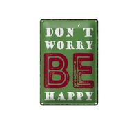 Targa in metallo, 18 x 12 cm, Don`t worry be Happy - DekoNo7