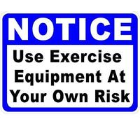 Targa in metallo 20,3 x 30,5 cm con avviso utilizzare attrezzature per esercizi a proprio rischio, cartello di sicurezza in palestra