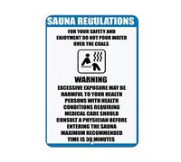 Targa in metallo 20,3 x 30,5 cm con regolamenti sulla sauna per la vostra sicurezza e divertimento