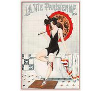 Targa in metallo, 20 x 30 cm, bombata La Vie Parisienne Parisienne Parigi, bagno, vacanze, regalo
