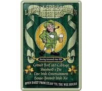 Targa in metallo, 20 x 30 cm, bombata, Lucky Leprechaun Irish Pub Birra, decorazione regalo