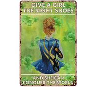 Targa in metallo 30,5 x 40,6 cm, motivo: ragazza irlandese che balla con scritta "Give A Girl The Right Shoes And She Can Conquer The World", decorazione da parete, regalo di compleanno, per giardino