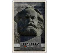 Targa in metallo, 30 x 20 cm, Chemnitz Germania, motivo: Karl Marx Monument - DekoNo7