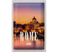 Targa in metallo 30 x 20 cm Roma Italy motivo: città di notte - DekoNo7