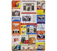 Targa in metallo, 30 x 20 cm, stile retrò, per gli appassionati della fotocamera e gli amanti - Kult Classic Kamara, macchina fotografica collage, panoramica, cartello