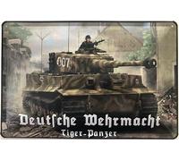 Targa in metallo 40 x 30 cm Targa nostalgica: Tiger Panzer in der Stadt - DekoNo7