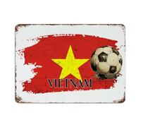 Targa in metallo a tema calcio Vietnam, 25,4 x 35,5 cm, divertente novità per esterni, casa, sala da pranzo, decorazione da parete, targa in metallo con bandiera del mondo globale, viaggi, viaggi,