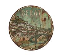 Targa in metallo Albania Retro Travel Berat