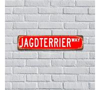 Targa in metallo alla moda chic Jagdterrier poster da parete in latta segni di animali selvatici amanti che giocano a cacciatori segno retrò regalo per cortile uomini cancello camera decorazione per