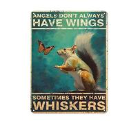 Targa In Metallo Angels Don'T Always Have Wing Sometimes They Have Whiskers Metal Tin Signs Stile Divertente Arte Murale Per Toilette Man Cave Decorazione Murale M