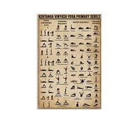 Targa in metallo Ashtanga Vinyasa Yoga Knowledge Wall Art, stampa, pose, decorazione, poster sui chakra, regalo per gli amanti, decorazione vintage per la casa 8x12 pollici