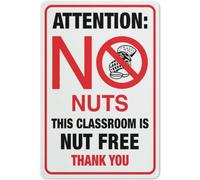 Targa In Metallo Attention No Nuts This Classroom Is Nut Free Segno Di Latta Stile Divertente Cartelli In Latta Per Bagno Toilette Man Cave M