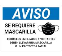 Targa In Metallo Aviso Se Requiere Mascarilla Todos Los Empleados Y Visitantes Deben Llevar Una Mascarilla Horizontal Spanish Danger Tin Sign Nostalgica Poster Segno Lamiera Metal Signboard M