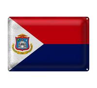 Targa in metallo | Bandiera di Sint Maarten | Decorazione per casa e ufficio | 40 cm x 30 cm