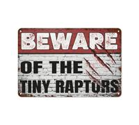 Targa In Metallo Beware Of The Tiny Raptors Metal Signboard Nostalgica Tin Sign Decorative Poster Segno Lamiera Per Garage Cafe Cucina M
