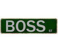 Targa in metallo Boss St Vintage Signs Retro Tin Signs Targa in alluminio regalo per casa, cucina, soggiorno, giardino, cortile, pub, club, decorazione 10,2 x 40,6 cm