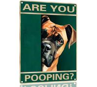 Targa In Metallo Boxer Dog Are You Pooping Arte Murale Aziendale Cartello In Metallo Per Club Toilette Man Cave S