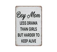 Targa In Metallo Boy Mom Less Drama Than Girls But Harder To Keep Alive, Rustic Style Metal Signboard Nostalgica Tin Sign Vintage Poster Segno Lamiera Per Cucina Cafe Garage S