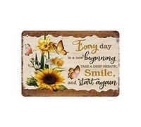 Targa In Metallo Butterfly And Sunflowers Everyday Is A Beginning Retro Retro Vintage Baking Targhe Metallo Decorative Poster Segno Lamiera Nostalgica Metal Signboard Per Ristorante Cucina Cafe M