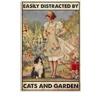 Targa In Metallo Cat In The Easily Distracted By Cats And Vintage Tin Sign Decorative Metal Signboard Nostalgica Poster Segno Lamiera Per Ristorante Cucina Cafe S