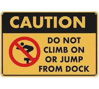 Targa In Metallo Caution Do Not Climb On Or Jump From Dock Arte Murale Aziendale Metal Tin Signs Per Man Cave Bagno Decorazione Murale S