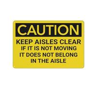 Targa In Metallo Caution Keep Aisles Clear Of Non Moving Objects Funny Vintage Tin Sign Decorative Metal Signboard Vintage Poster Segno Lamiera Per Cucina Cafe Camera Da Letto 20X30CM