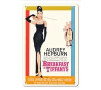 Targa In Metallo Colazione Da Tiffany Con Audrey Hepburn George Peppard Mickey Rooney Film Film Non Facile Da Deformare Quadri Metallo Impermeabile Pittura In Ferro Per La Casa Club Bar 20X30Cm