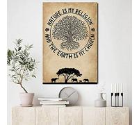 Targa in metallo con albero della vita, la natura è la mia religione e la terra è la mia chiesa, poster vintage in metallo 20,3 x 30,5 cm