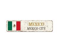 Targa in metallo con bandiera del Messico Città del Messico, idea regalo per amici stranieri, vicini, 30,5 x 7,6 cm
