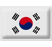 Targa in metallo con bandiera della Corea del Sud, 30 x 20 cm