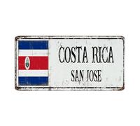 Targa in metallo con bandiera della Costa Rica City Street 15,5 x 30,5 cm, personalizzata, per lavanderia, dormitorio, porta d'ingresso, decorazione da parete, cartello in alluminio per souvenir