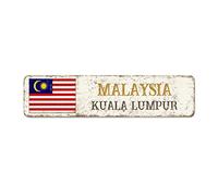 Targa in metallo con bandiera della Malesia, in metallo, con simbolo della Malesia, Kuala Lumpur, idea regalo per amici stranieri, vicini, 30,5 x 7,6 cm