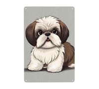 Targa in metallo con cane Shih Tzu, vintage, decorazione artistica da parete, per garage, bar, patio, decorazione da parete, regalo per uomini e donne, 30,5 x 20,3 cm, per esterni e interni