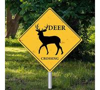 Targa in metallo con cervi che attraversano il segnale di avvertimento Caution Beware of Deer Crossing Zone resistente alle intemperie con animali arrugginiti per cancello, decorazione del cortile, 30 cm