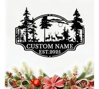 Targa in metallo con cervo personalizzata, decorazione natalizia da esterno, regalo per cacciatori e amanti della natura