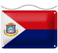 Targa in metallo con cordoncino, 18 x 12 cm, Sint Maartens Flag Sint Maarten Stemma bandiera National - Blechemma