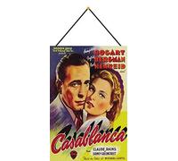 Targa in metallo con cordoncino, 30 x 20 cm, Casablanca con Humphrey Bogart - Blechemma