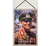 Targa in metallo con cordoncino, 30 x 20 cm, Erwin Rommel 1891-1944, colore - Blechemma