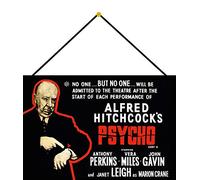 Targa in metallo con cordoncino, 30 x 20 cm, Psycho Alfred Hitchcock's ! - Blechemma