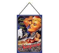 Targa in metallo con cordoncino, 30 x 20 cm, stile vintage film Niagara con Marilyn Monroe, emma in lamiera.