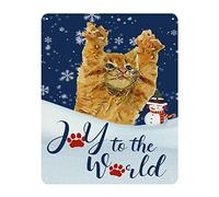 Targa in metallo con gatto "Christmas Joy to the World", 30,5 x 40,6 cm, resistente alle intemperie, antivento, moderna targa da parete per Lane Avenue Street Way Man Cave