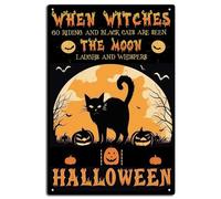 Targa in metallo con gatto nero, regalo mamma gatto, ama il gatto, decorazione per Halloween con gatto nero, regalo per gli amanti dei gatti, stampa carina con gatto nero, cartello in metallo 20,3 x