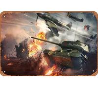 Targa in metallo con immagine di un carro armato, videogioco, Ilyushin Il 2, T 34, War Thunder, decorazione per la casa, bar, caffetteria, club, decorazione da parete, stile vintage, 20,3 x 30,5 cm