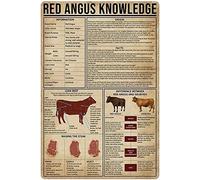 Targa in metallo con informazioni sull'origine e sui fatti della conoscenza del Red Angus, poster di manzo magro per la scuola, l'istruzione, la fattoria, la casa, la cucina, il club, decorazione m
