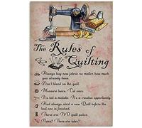 Targa in metallo con macchina da cucire, decorazione per la stanza, poster "Le regole del quilting", decorazione da parete per club, targa in latta 8"x12".